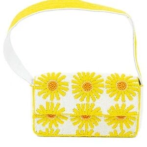 💛🔹️Sol And Mer 🔹️VIRAL DAISY floral Yellow Handcrafted Beaded Shoulder Bag